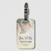 Zwarte Script-tekst met  foto-koppeling Bagagelabel (Voorkant (verticaal))