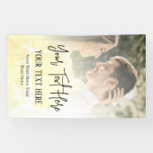 Zwarte Script-tekst met fotobruiloft Spandoek (Horizontaal)