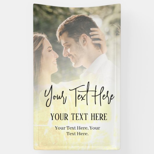 Zwarte Script-tekst met fotobruiloft Spandoek (Verticaal)