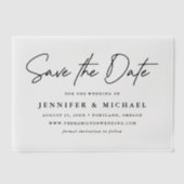 Zwarte Script Trouwkaart 'Save the Date' Vellum Uitnodigingen (Voorkant)