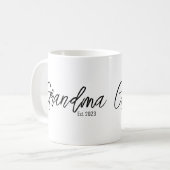 Zwarte Script Typografie Oma Opgericht Jaar Koffiemok (Voorkant links)