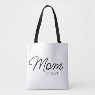 Zwarte Script Typografie Oprichtingsjaar Moeder Tote Bag