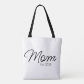 Zwarte Script Typografie Oprichtingsjaar Moeder Tote Bag (Achterkant)