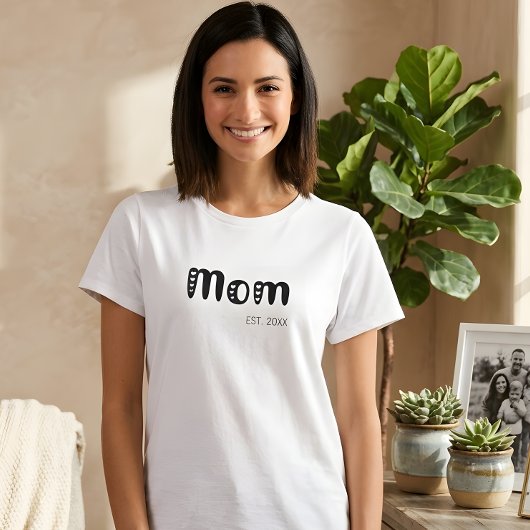 Zwarte Script Vastgestelde Moeder Cute Hartjes T-shirt