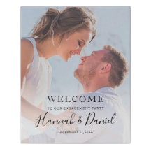 Zwarte Script Verloving Feest Foto Welkom
