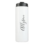 Zwarte Script Verticale naam op wit Thermosbeker (Voorkant)