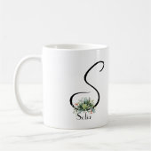 Zwarte script waterverf wildbloemen koffie mok (Links)