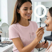 Zwarte Script Werknemersnaam Bedrijfslogo Make-up T-shirt