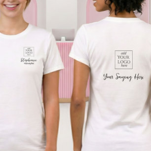 Zwarte Script Werknemersnaam Logo Haar Salon T-shirt