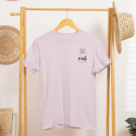 Zwarte Script Werknemersnaam Salon Logo Nagels Roz T-shirt