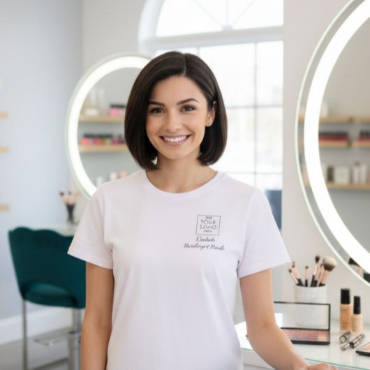 Zwarte Script Werknemersnaam Zakelijk Logo Make-up T-shirt