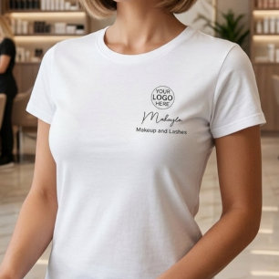 Zwarte Script Werknemersnaam Zakelijk Logo Make-up T-shirt