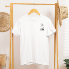 Zwarte Script Werknemersnaam Zakelijk Logo Nagels T-shirt