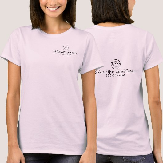 Zwarte Script Werknemersnaam Zakelijk Logo T-Shirt