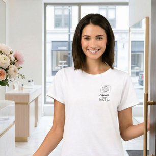 Zwarte Script Werknemersnaam Zakelijk Logo Wimpers T-shirt