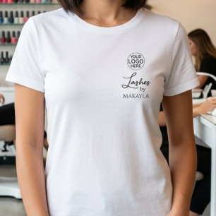 Zwarte Script Werknemersnaam Zakelijk Logo Wimpers T-shirt