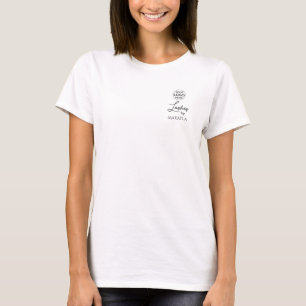 Zwarte Script Werknemersnaam Zakelijk Logo Wimpers T-shirt