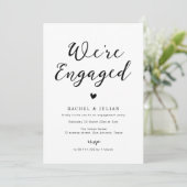 zwarte scriptbrief met verloving-uitnodiging kaart (Staand voorkant)