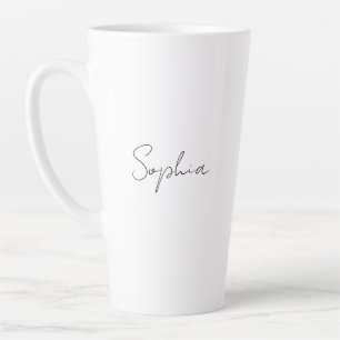 Zwarte scriptnaam of monogram op wit latte mok