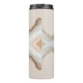 Zwarte scriptnaam op marmer & goud glitters 2 thermosbeker (Achterkant)