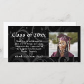 Zwarte Scroll Afstudeeraankondiging/Dankjewel Bedankkaart (Voorkant / Achterkant)