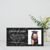 Zwarte Scroll Afstudeeraankondiging/Dankjewel Bedankkaart (Staand voorkant)