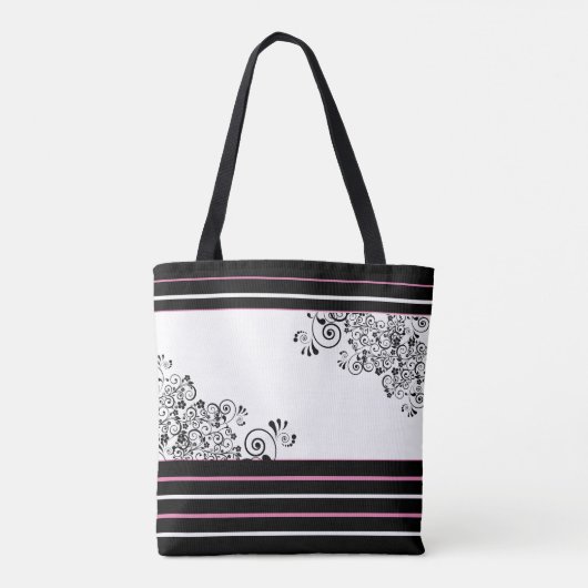 Zwarte Scrolls Tote Bag (Achterkant)