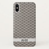 Zwarte Seigaiha Japanse Pattern Persoonlijke naam Case-Mate iPhone Case (Achterkant)