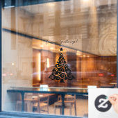 Zwarte Seizoensgroeten Kerstboom Zakelijk Raamsticker (Cafe Raam)