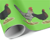 Zwarte Sekgebonden Kippen Cadeaupapier (Rol Hoek)