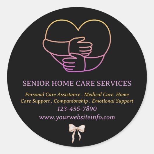 Zwarte senior bejaarde of thuiszorgverlener ronde sticker (Voorkant)