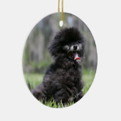 Zwarte Senior Pommeren Keramisch Ornament (Rechts)