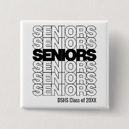 Zwarte Seniors Seniors Seniors Seniors Vierkante Button 5,1 Cm
