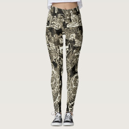 Zwarte Sepia Abstract Leggings
