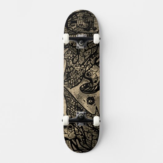 Zwarte Sepia Abstract Skateboard (Voorkant)