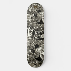 Zwarte Sepia Abstracte Persoonlijk Skateboard