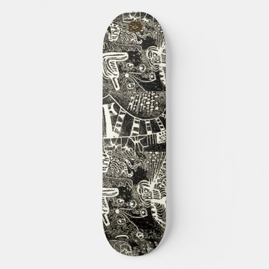 Zwarte Sepia Abstracte Persoonlijk Skateboard (Voorkant)