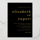 Zwarte Serif Script Typografie Minimalistische Tro Folie Uitnodiging (Voorkant)