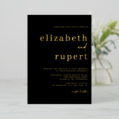 Zwarte Serif Script Typografie Minimalistische Tro Folie Uitnodiging (Staand Voorkant)