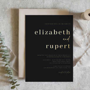 Zwarte Serif Script Typografie Minimalistische Tro Folie Uitnodiging