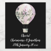 ZWARTE SERING HETE LUCHT BALLON WIJNETIKET WIJN ETIKET (Enkel label)