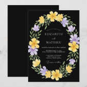 Zwarte Sering Wreath Bruiloft Kaart (Voorkant / Achterkant)