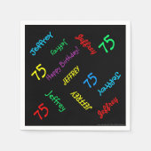 Zwarte servetten, 75e verjaardagsfeest met herhale servet (Voorkant)