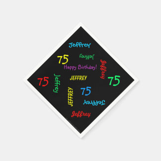 Zwarte servetten, 75e verjaardagsfeest met herhale servet