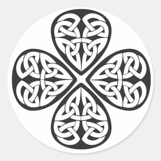 Zwarte Shamrock Keltische knoop Ronde Sticker (Voorkant)