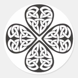 Zwarte Shamrock Keltische knoop Ronde Sticker