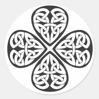 Zwarte Shamrock Keltische knoop Ronde Sticker