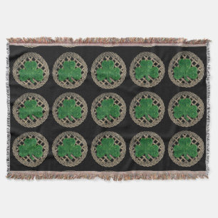 Zwarte shamrock on Keltic Knols Throw Blanket Deken