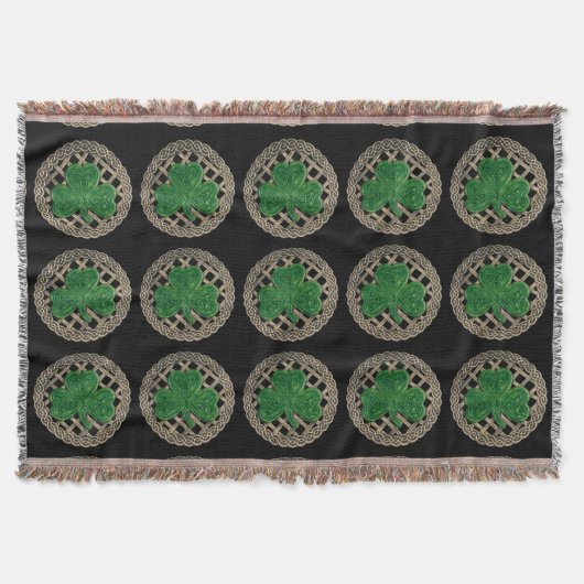 Zwarte shamrock on Keltic Knols Throw Blanket Deken (Voorkant)