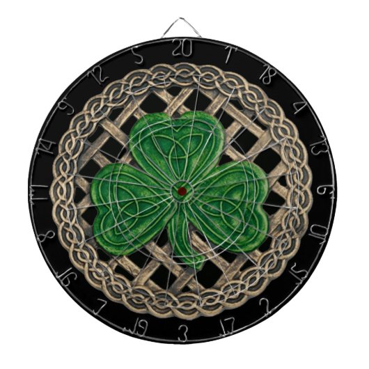 Zwarte Shamrock op Keltische Knots Dart Board Dartbord (Voorkant)